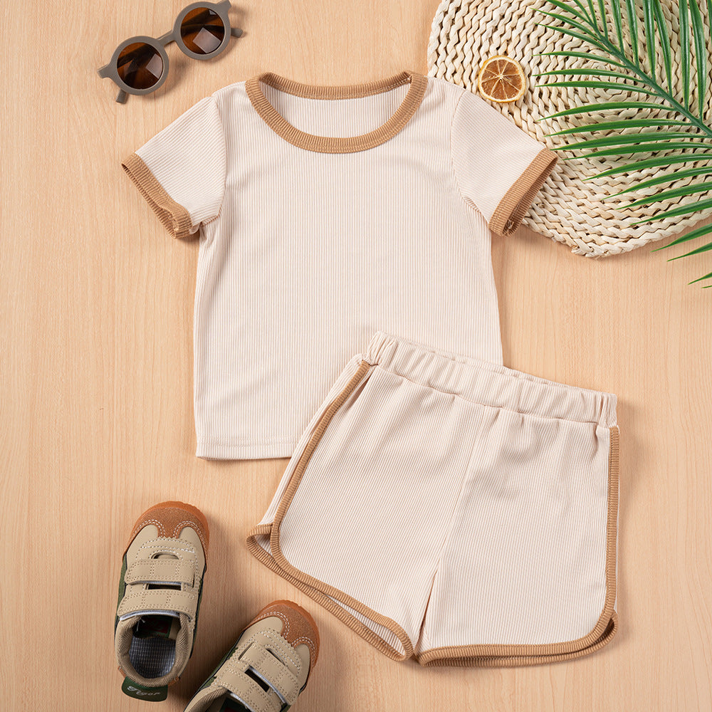 Children's Clothing Fashion Color Contrast Two-piece Set