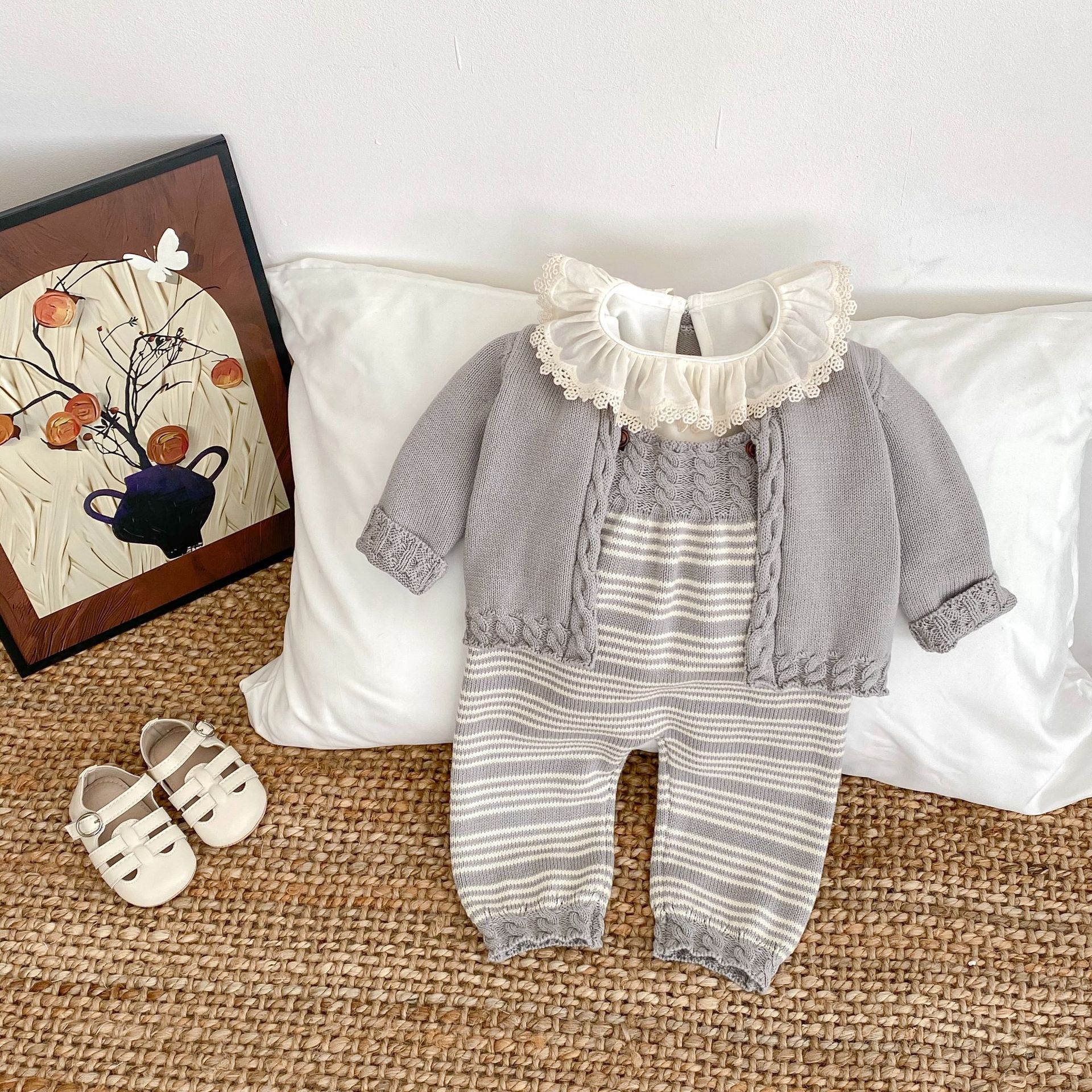 Baby Knitted Sweater Set Three-piece Set