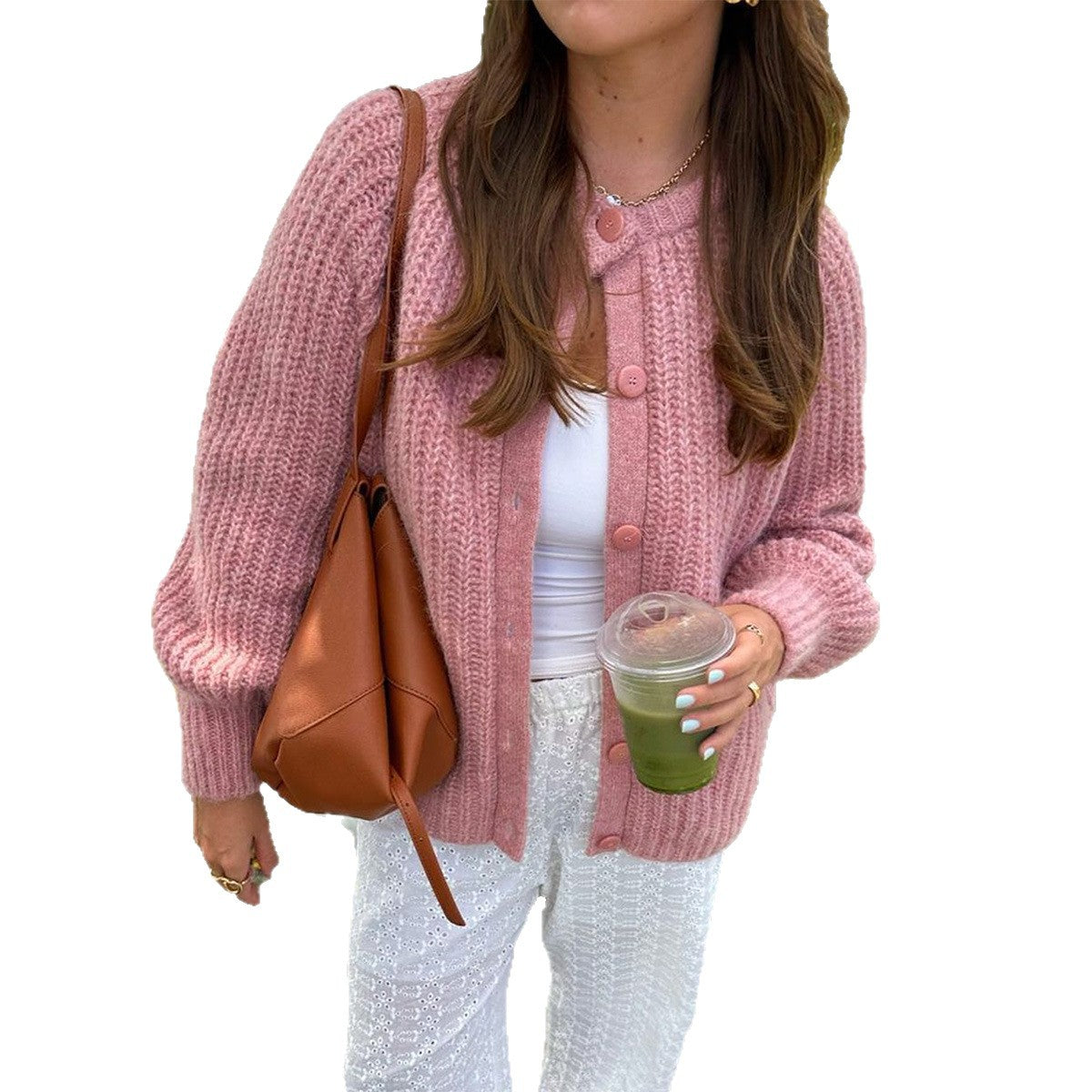 Minimalist Long Sleeve Button Shirt Sweater Women's Clothing