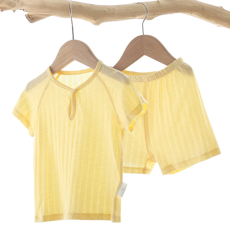 Children's Short-sleeved Jacquard Cotton Suit