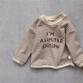 Baby suit Korean version spring new baby alphabet striped T-shirt patch casual pants baby two-piece suit