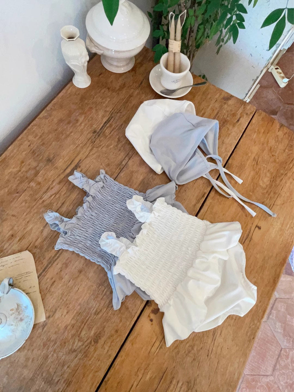 Baby Tank Tops Pure Color Bikini Swimsuit Split