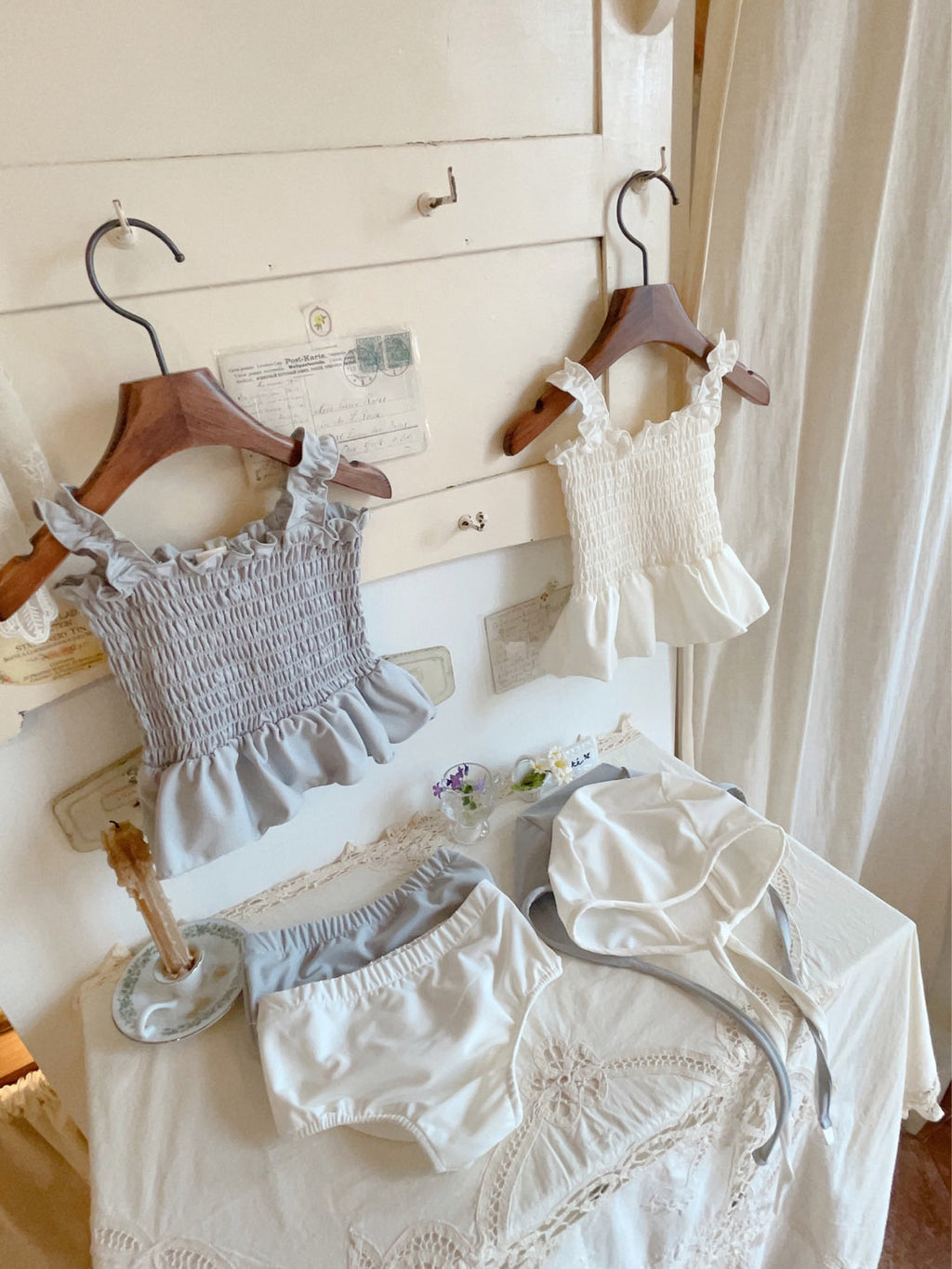 Baby Tank Tops Pure Color Bikini Swimsuit Split