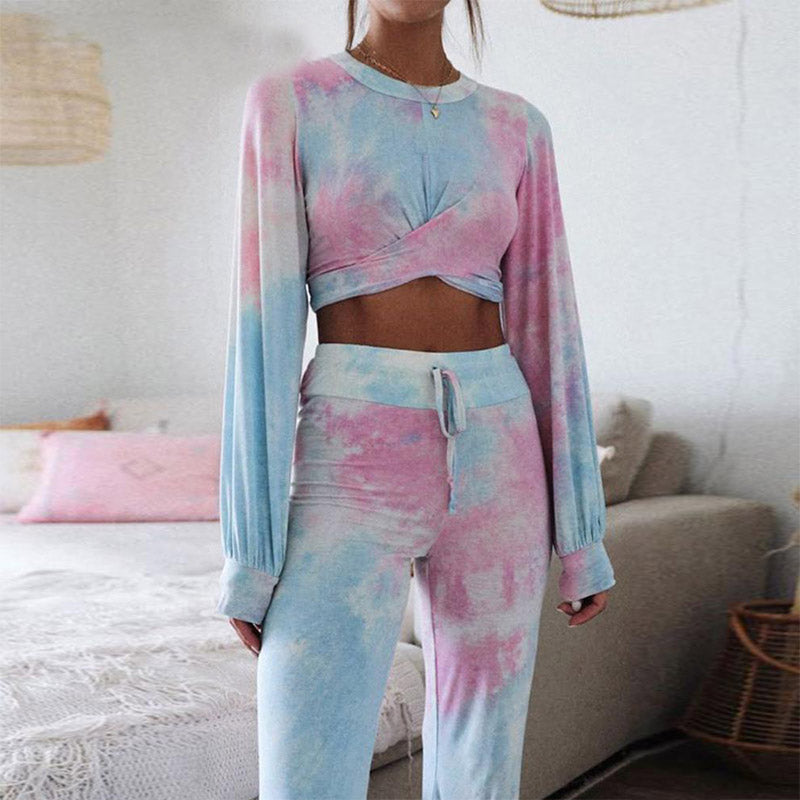Tie-dye twisted clothes suit
