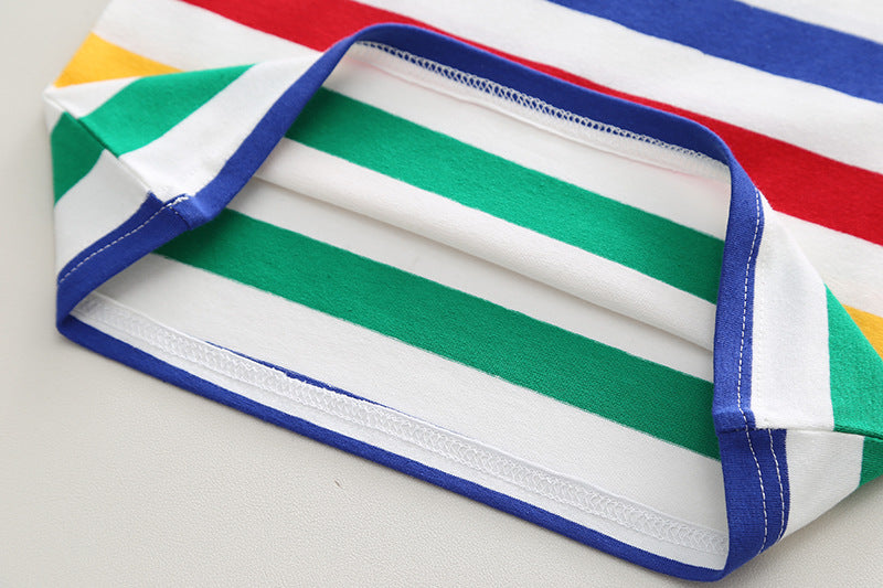 Boys' Summer Casual Suspender Trousers Short Sleeve Suit