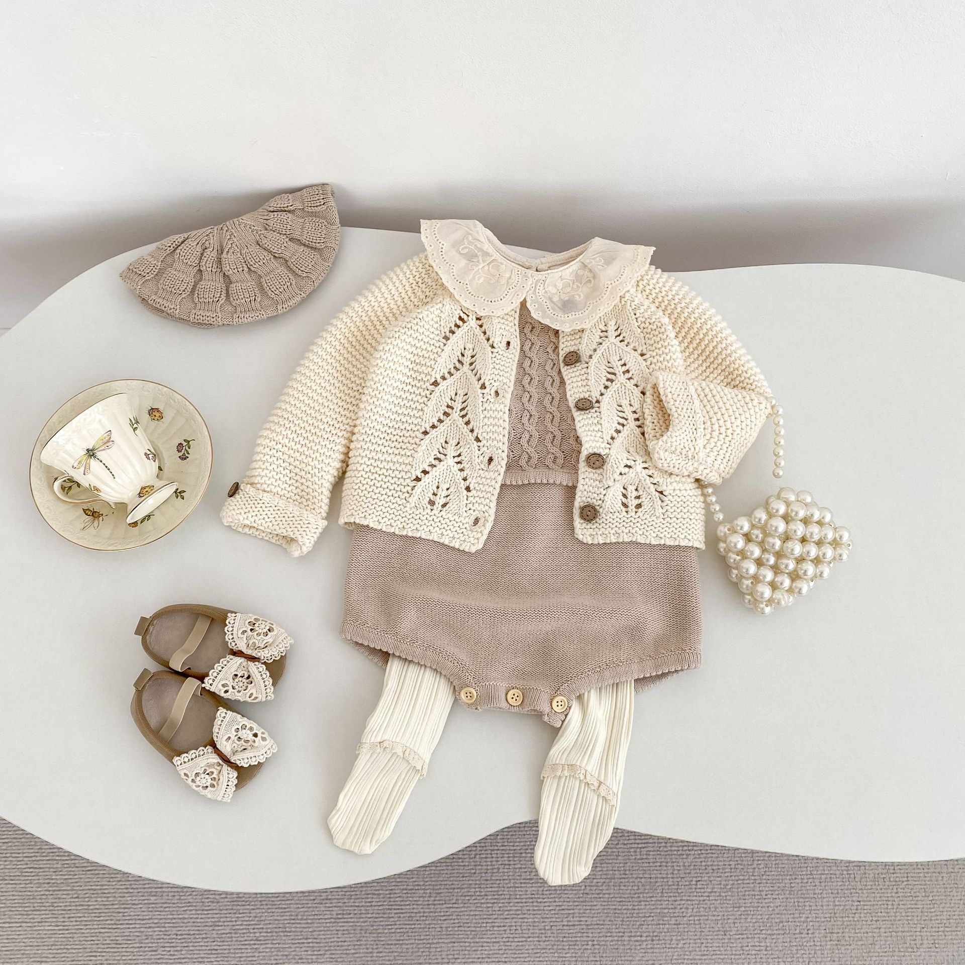 Children's Sling Twist Knitted Jumpsuit