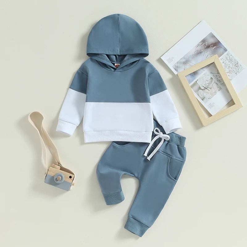 Color Stitching Hoodie Children's Fashion Casual Set