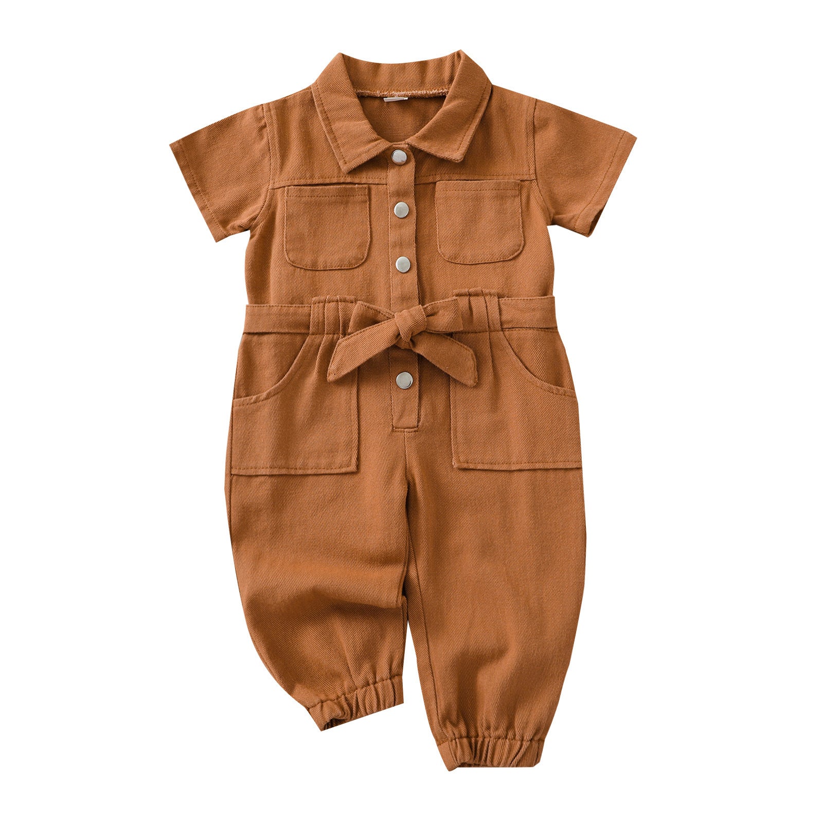 Girls' Korean-style Lapel Jumpsuit
