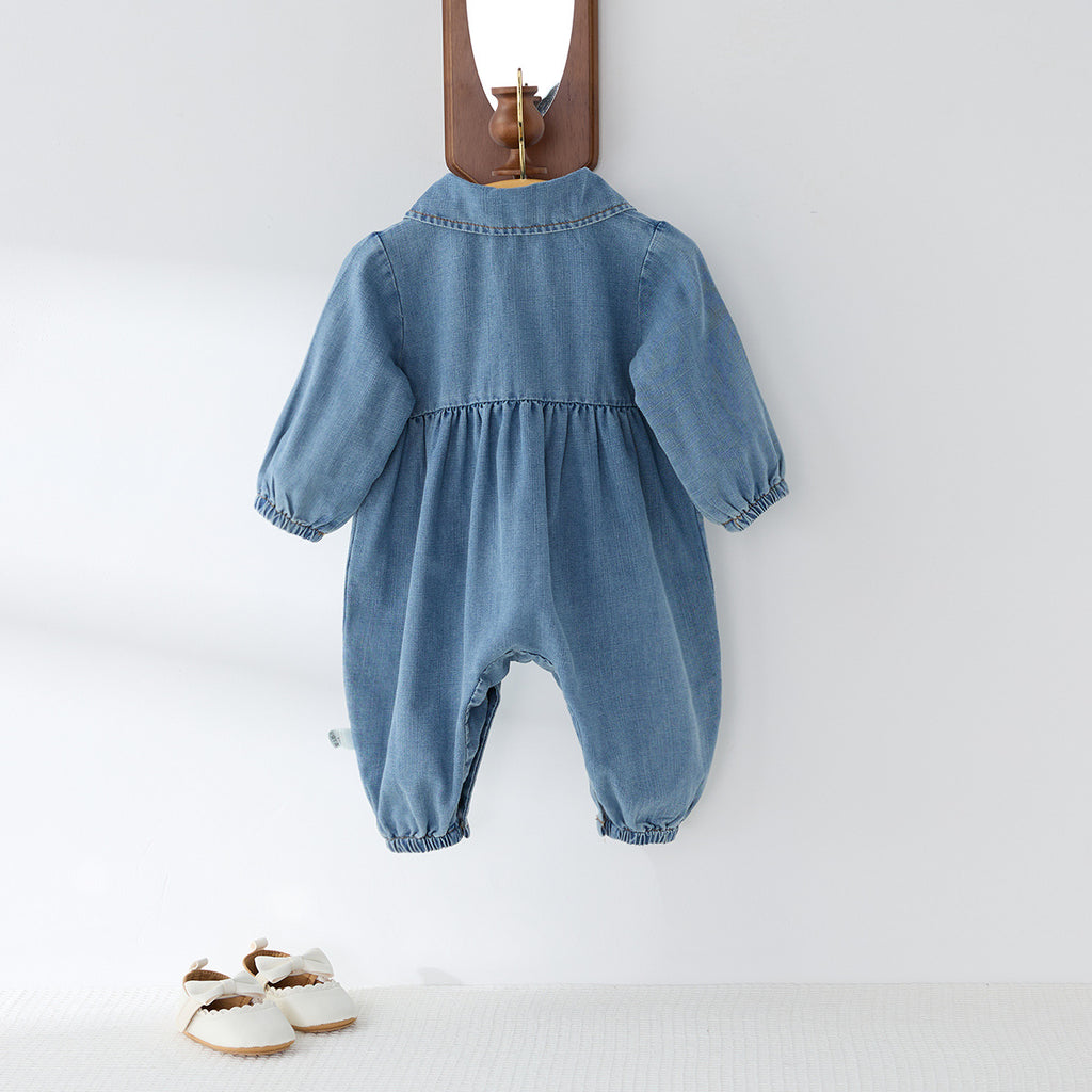 Cute Lapel Denim Rompers Jumpsuit