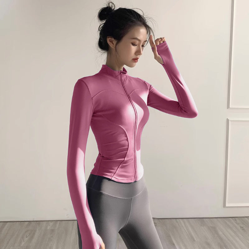 Quick Drying Clothes Exercise Coat Women's Skinny Yoga Clothes Long Sleeve Top