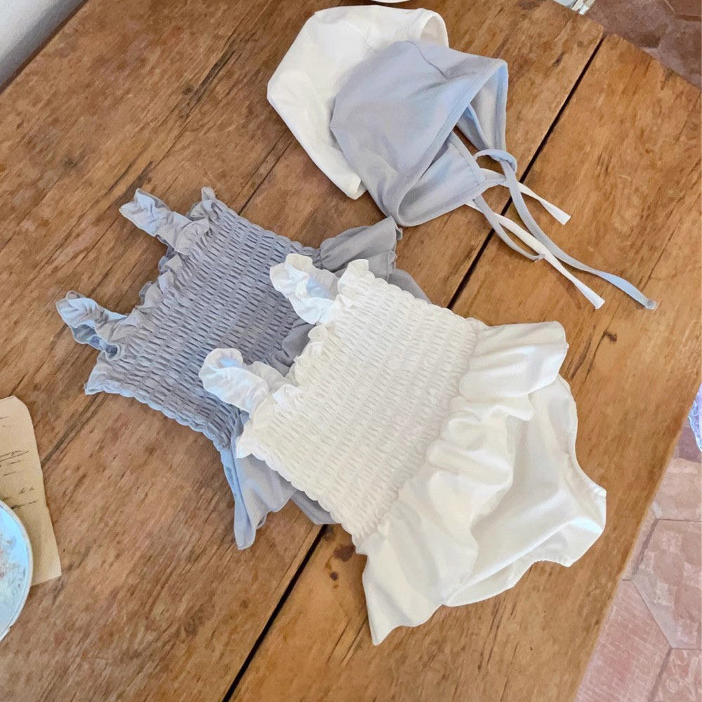 Baby Tank Tops Pure Color Bikini Swimsuit Split