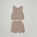 Vest Open Button Top Shorts Boys And Girls Baby 2 Pieces Suit