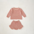 Autumn And Winter New 0-3 Years Old Baby Girl Scalloped Sweater Handmade Ball Top Shorts Suit