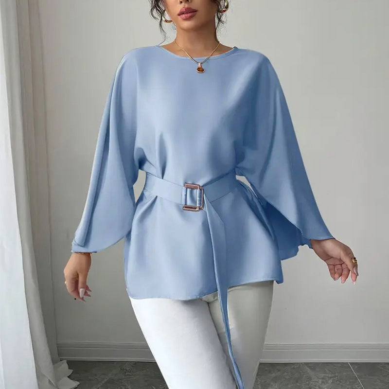 Solid Color Shirt Flared Half Sleeve Women's Clothing