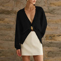 New V-neck Button Cardigan Fashion Knitted Sweater Top For Women Clothing