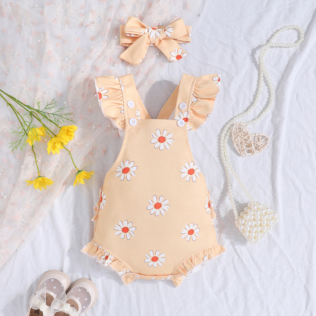 Short Sleeve Casual Rompers Jumpsuit Girls With Headdress