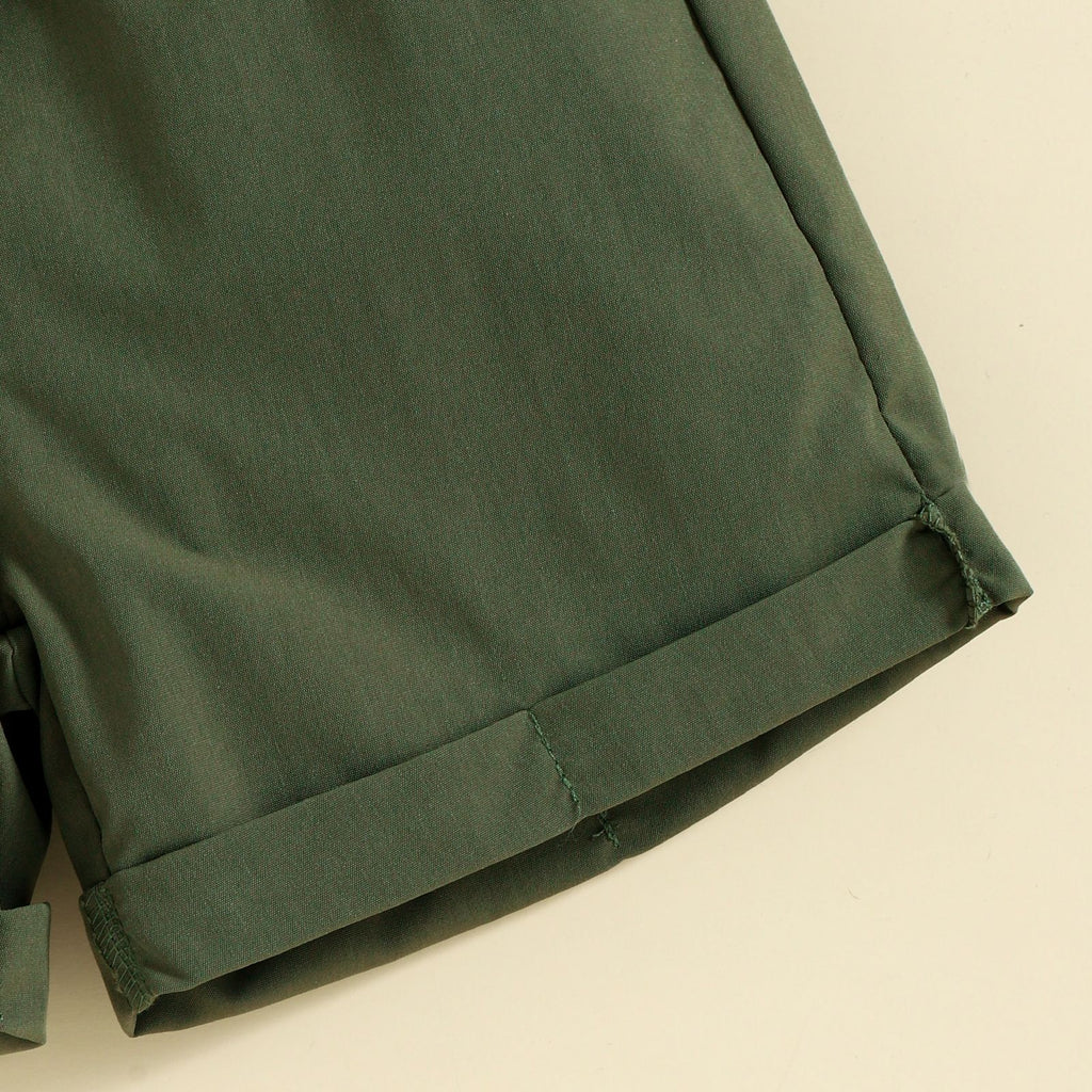 Summer Girl Ins Shoulder Halter Sunken Stripe Top Shorts Suit