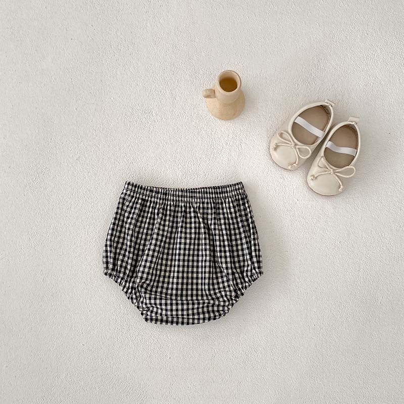 Girls' Plaid Embroidered Sleeveless Short Skirt Two-piece Set