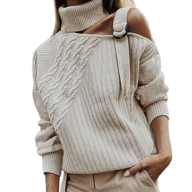 Solid Color Shoulder-baring Sweater Cross-border Women's Clothing