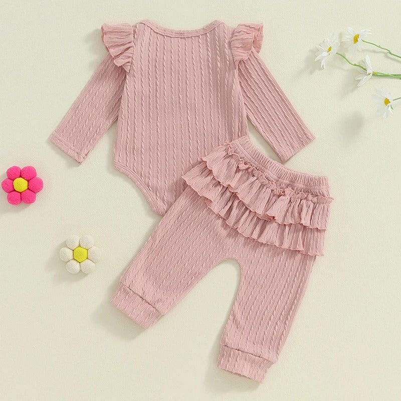 Baby Girl Child Flying Sleeve Spring And Autumn Cute Two-piece Suit