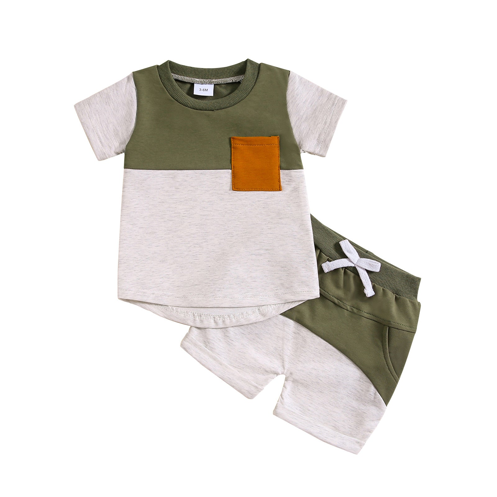 Color-block Crew Neck Short Sleeve Suit