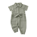 Girls' Korean-style Lapel Jumpsuit
