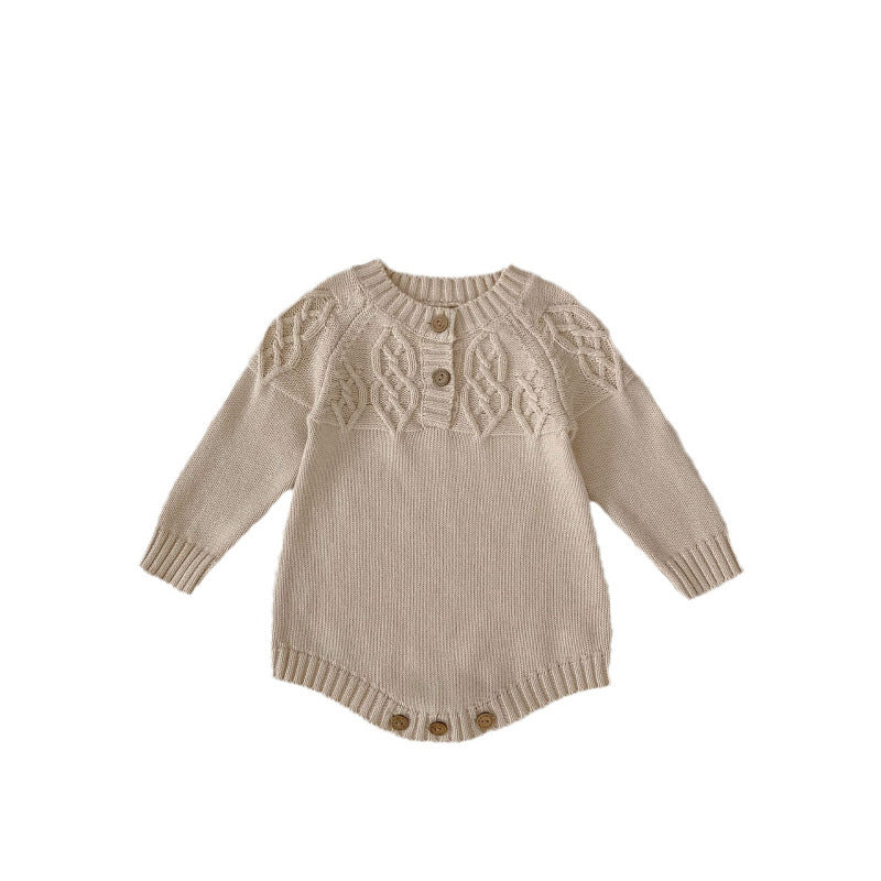 Baby Round Neck Pullover Romper Simple Knitting