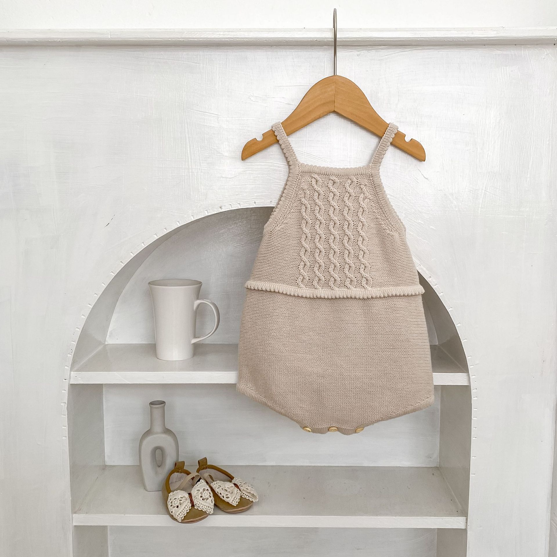 Children's Sling Twist Knitted Jumpsuit