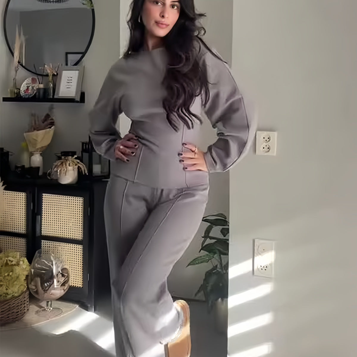 Clothing Double-sided Cloth Round Neck Top Casual Pants