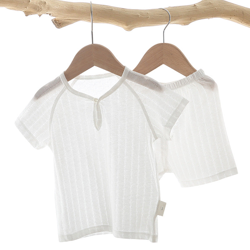 Children's Short-sleeved Jacquard Cotton Suit