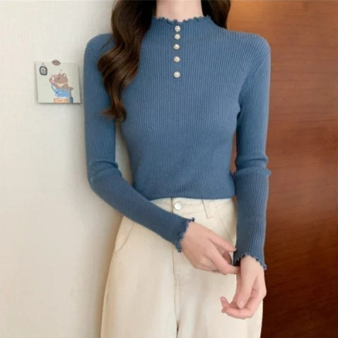 Half Turtleneck Pullover Sweaters Women's Clothing Slim Fit