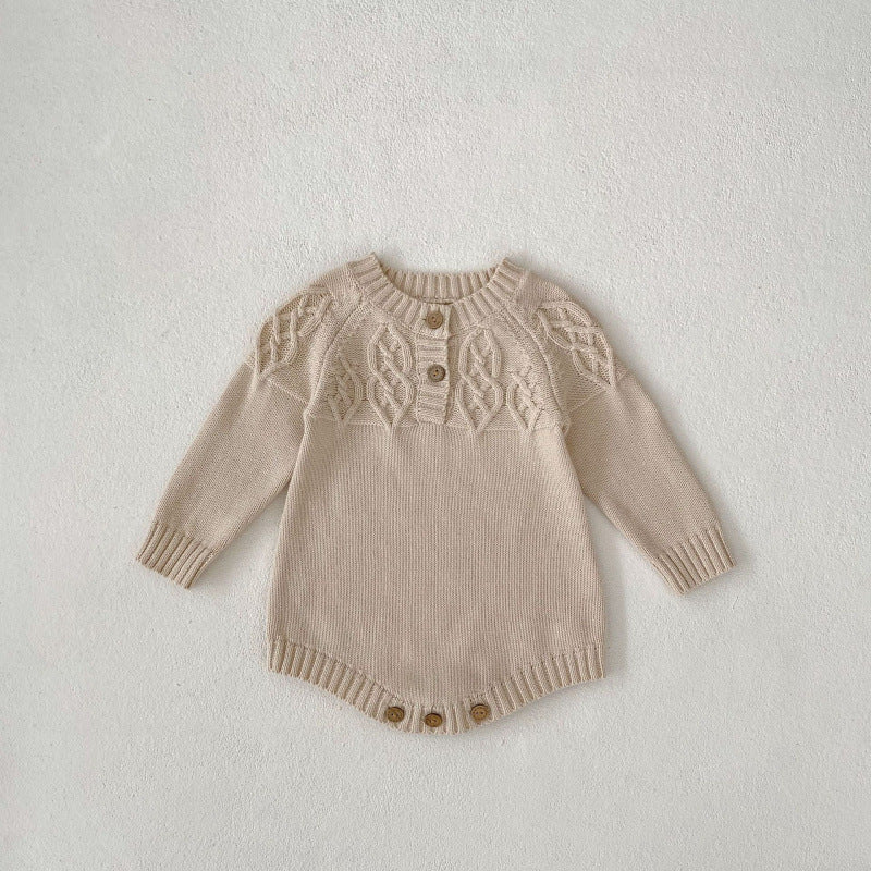 Baby Round Neck Pullover Romper Simple Knitting