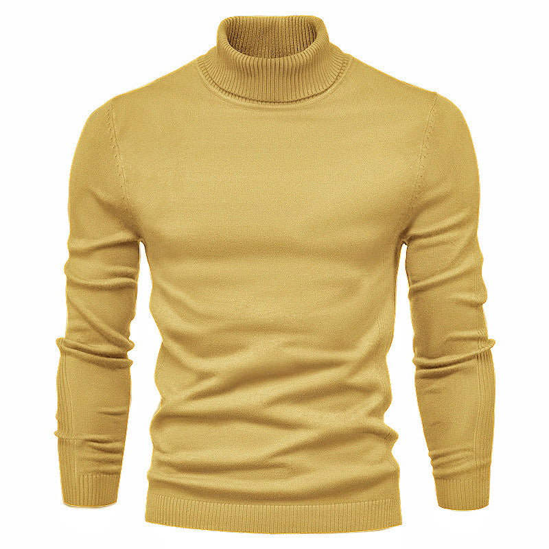 Men's Solid Color Slim Pullover Turtleneck Sweater Winter Casual Tops Clothing