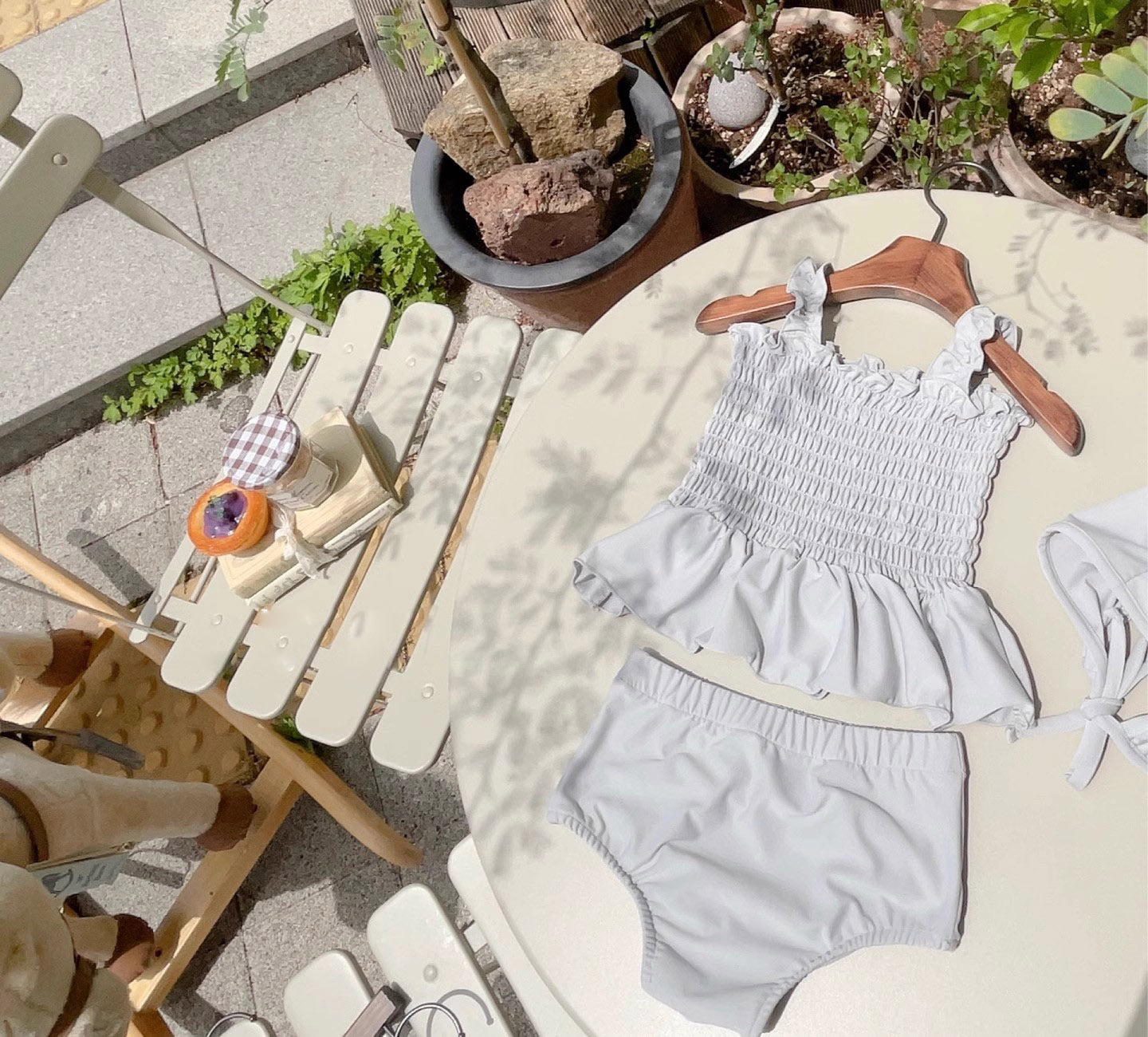 Baby Tank Tops Pure Color Bikini Swimsuit Split