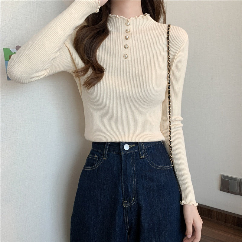 Half Turtleneck Pullover Sweaters Women's Clothing Slim Fit