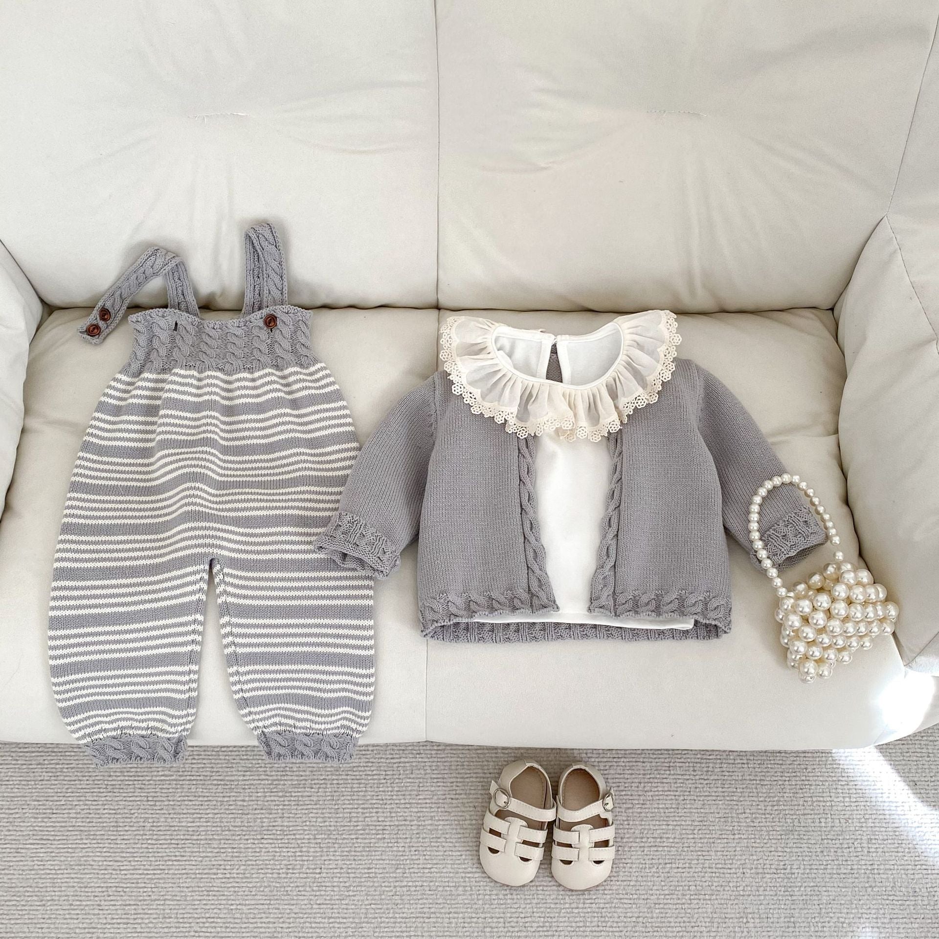 Baby Knitted Sweater Set Three-piece Set