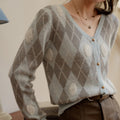 Casual Retro Diamond Plaid Sweater New Fall Women's Clothing Loose