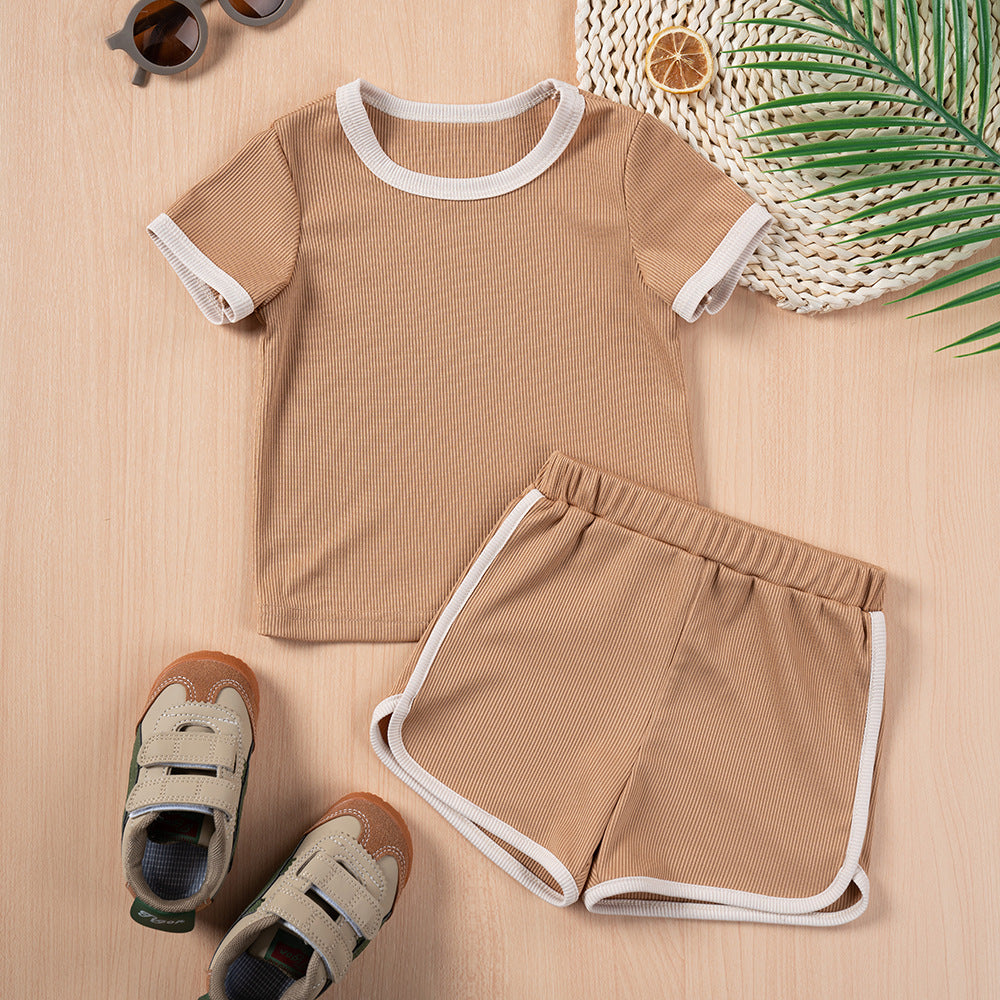 Children's Clothing Fashion Color Contrast Two-piece Set