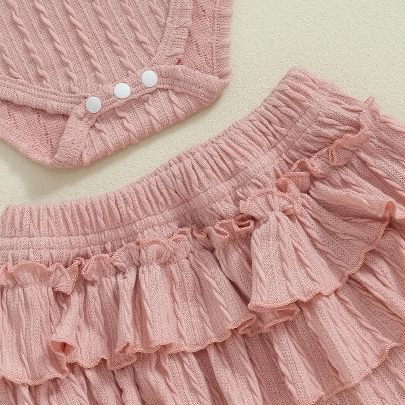 Baby Girl Child Flying Sleeve Spring And Autumn Cute Two-piece Suit