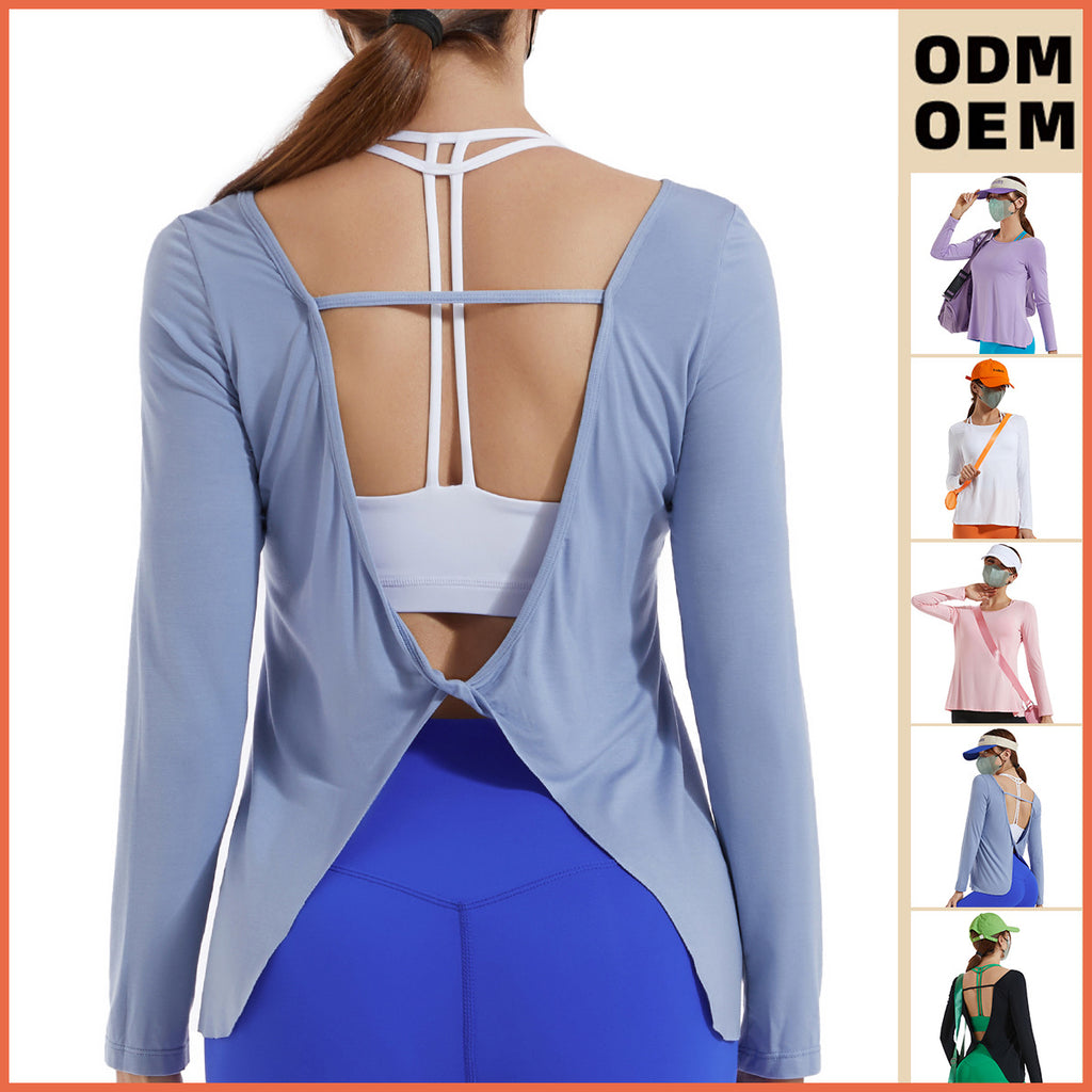 Yoga Clothes Women's Beautiful Back Fitness Clothes Running Loose Breathable Long Sleeves