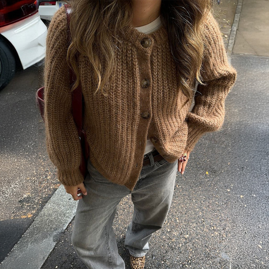 Minimalist Long Sleeve Button Shirt Sweater Women's Clothing