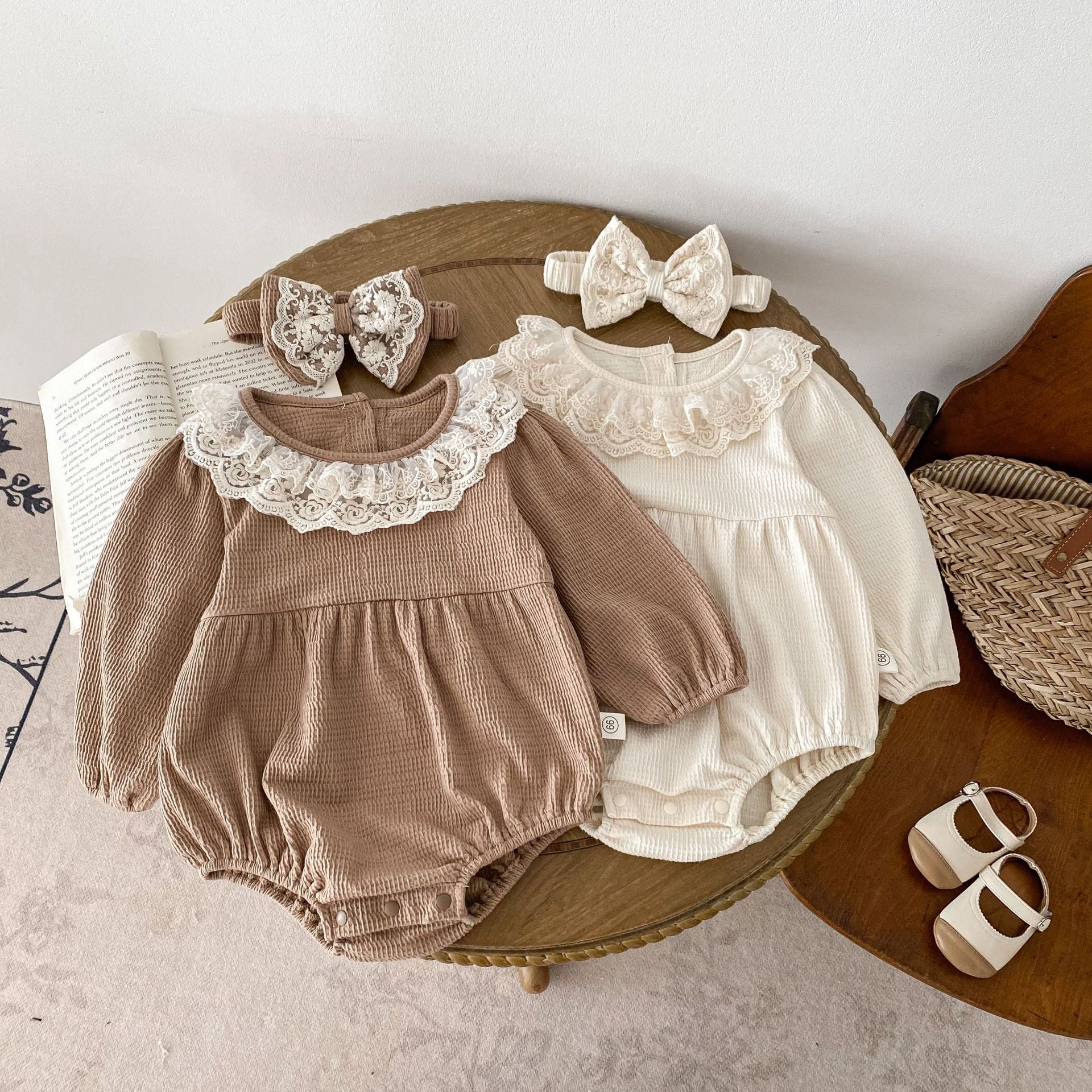 Newborn Waffle Grace Collar Jumpsuit