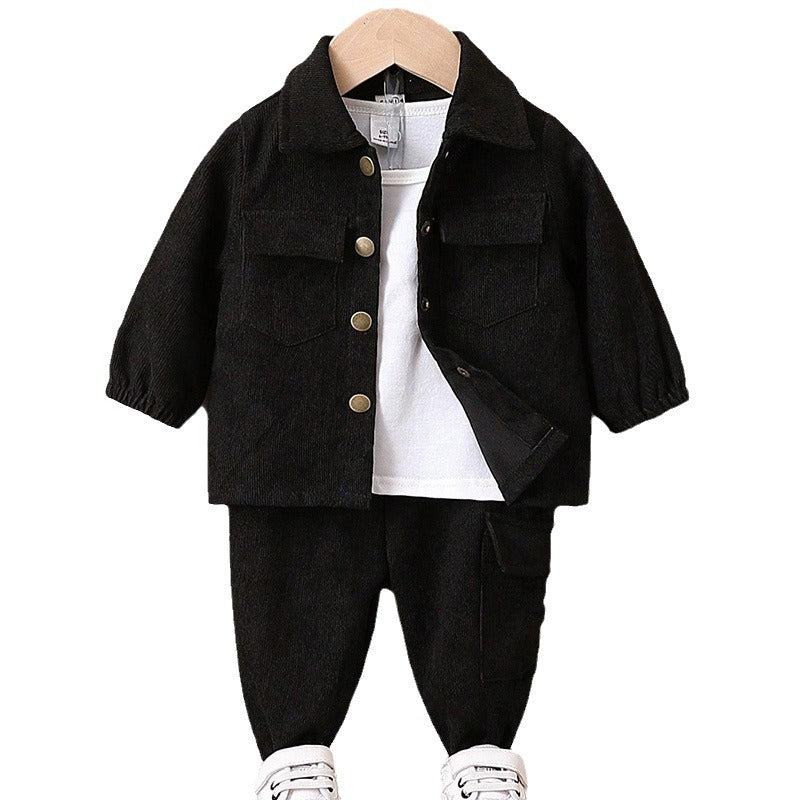 Long Sleeve Solid Color Coat Trousers Suit