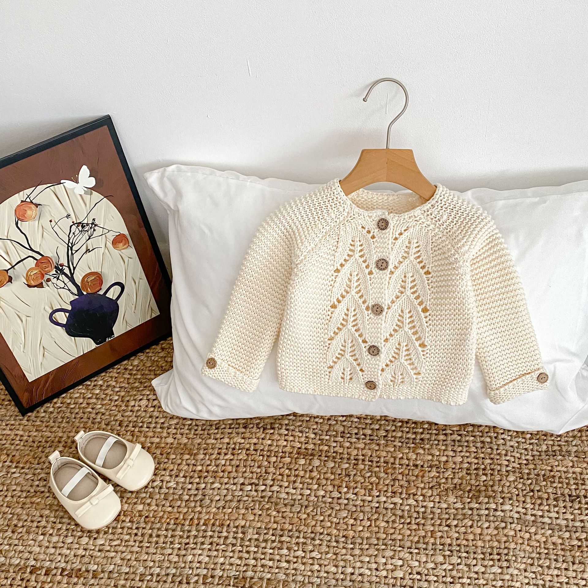 Thick Needle All-match Cotton Collarless Sweater Coat