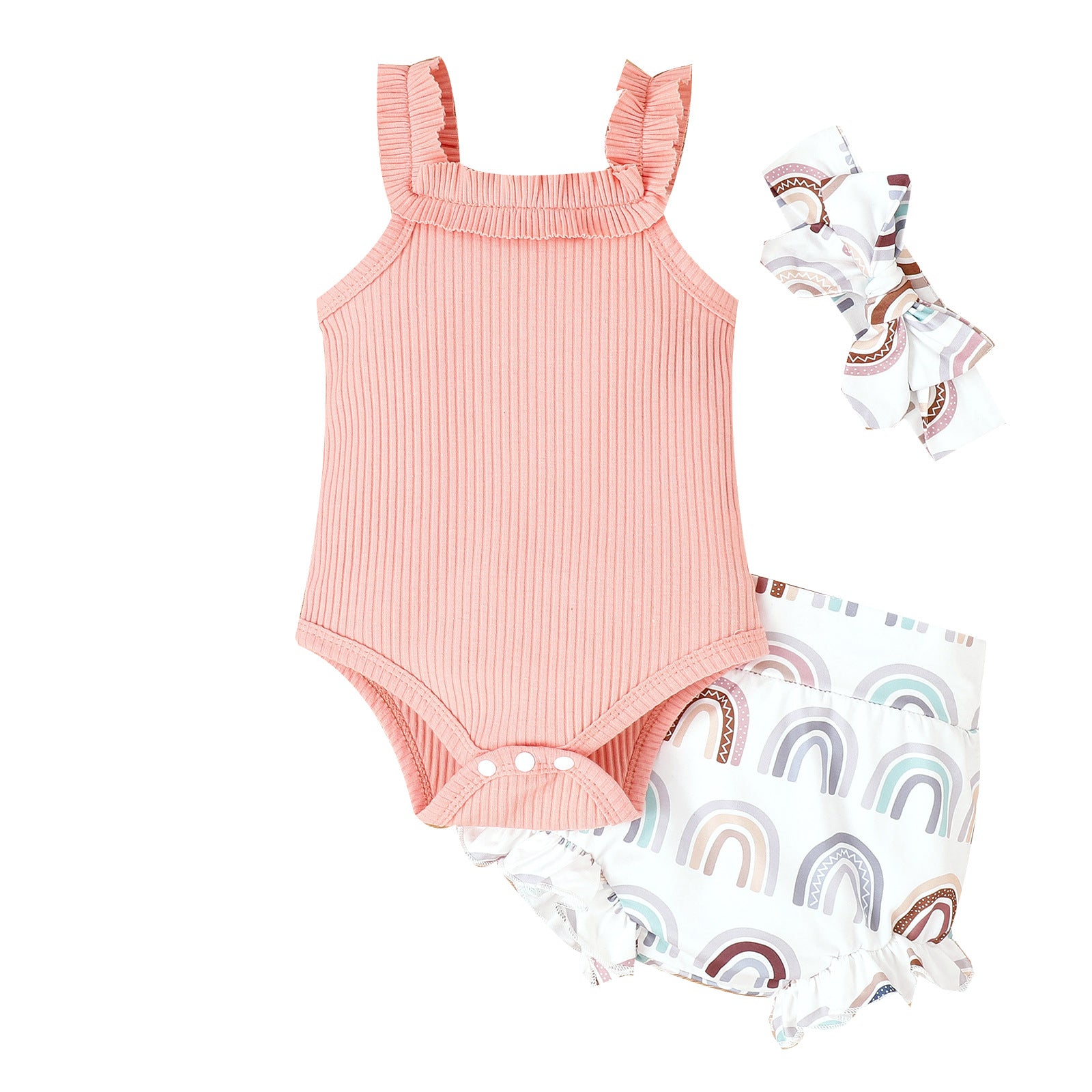 Printed Baby Bodysuit Shorts Suit