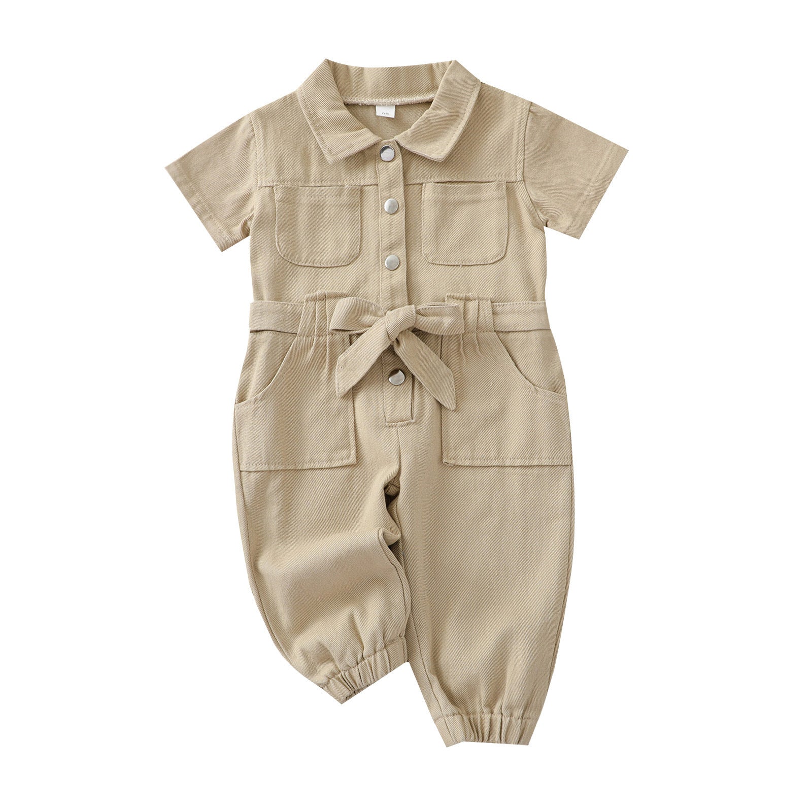 Girls' Korean-style Lapel Jumpsuit