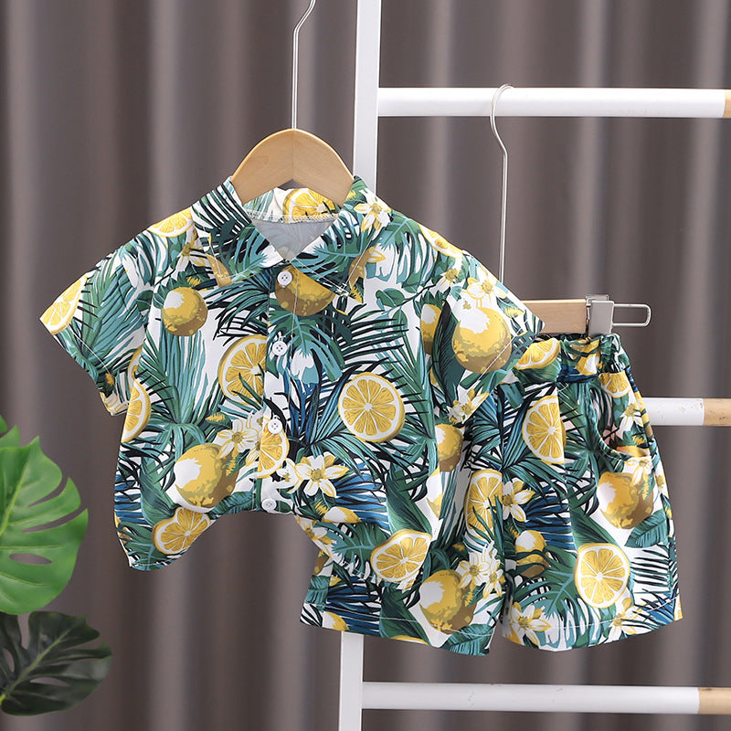 Boys' Summer Short Sleeve Shirt Shorts Suit