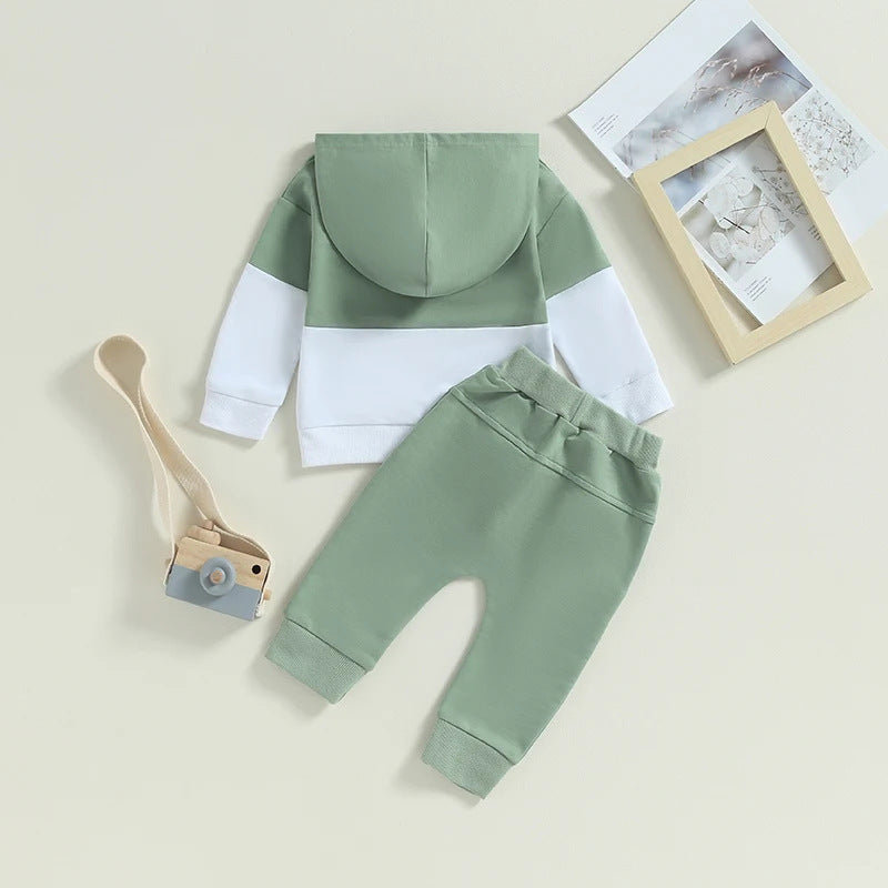 Color Stitching Hoodie Children's Fashion Casual Set