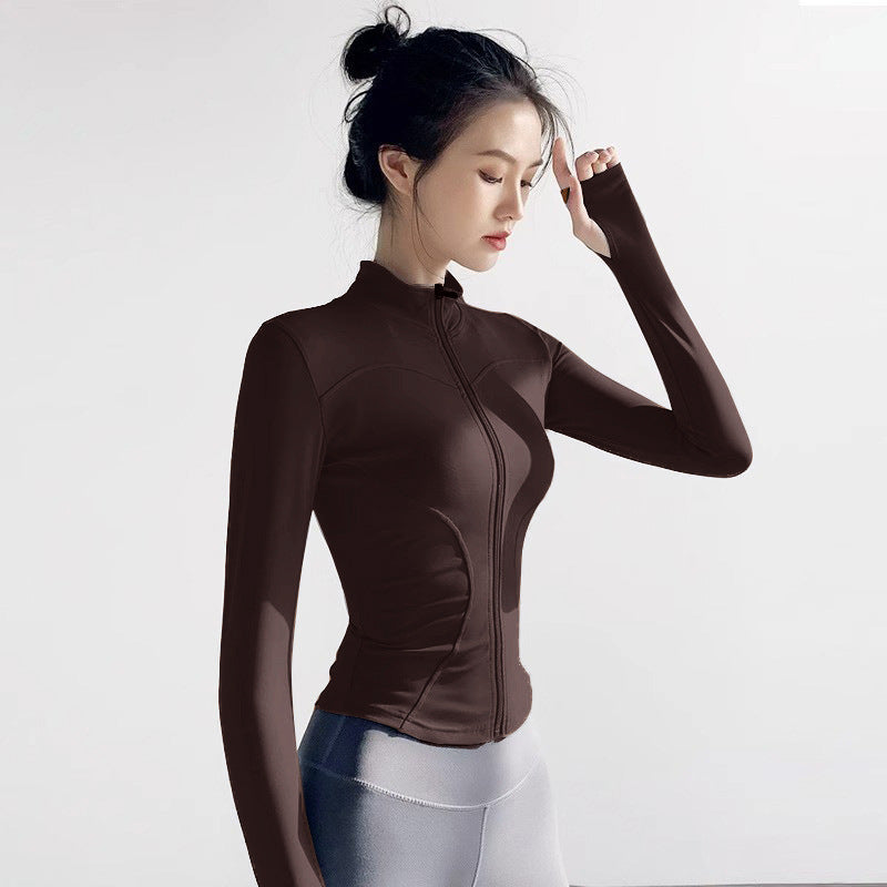 Quick Drying Clothes Exercise Coat Women's Skinny Yoga Clothes Long Sleeve Top