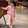 Fashionable Children's Pullover Sweater Wide Leg Pants Two Piece Suit For Girls